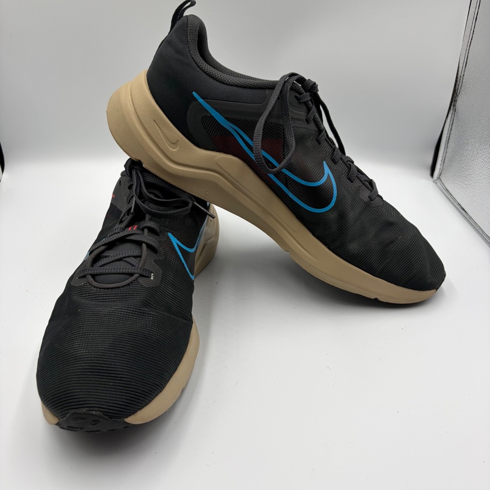 Nike Downshifter 12 Mens Size 13 Black Blue Running Shoes DD9293-008 EST 1972